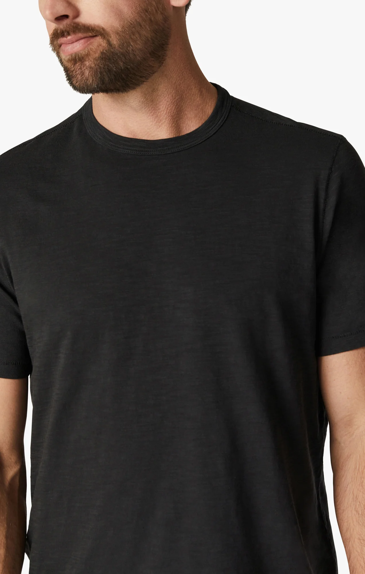 Slub Crew Neck T-Shirt in Black - Image 7