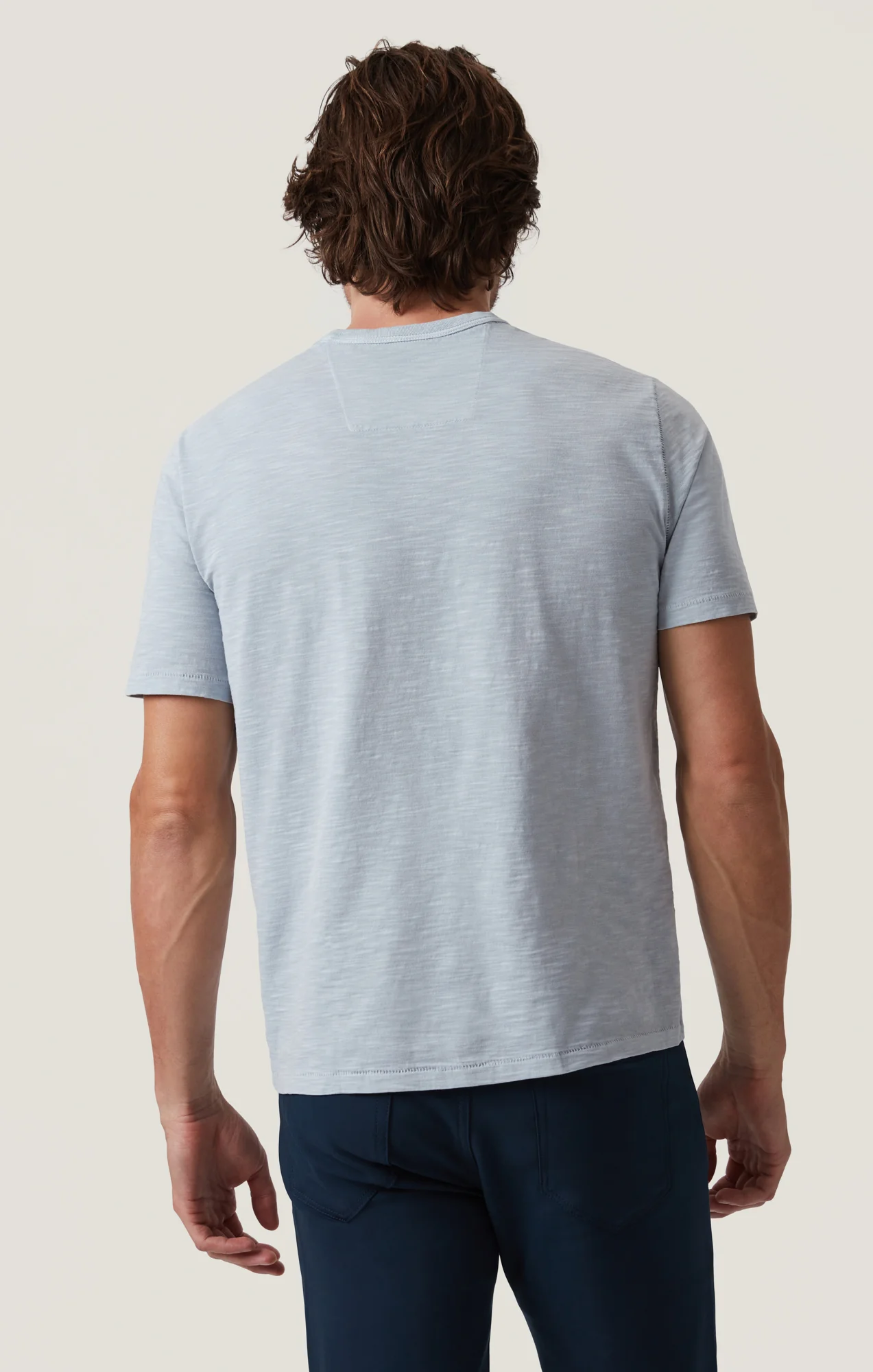 Slub Crew Neck T-Shirt in Blue Fog - Image 3