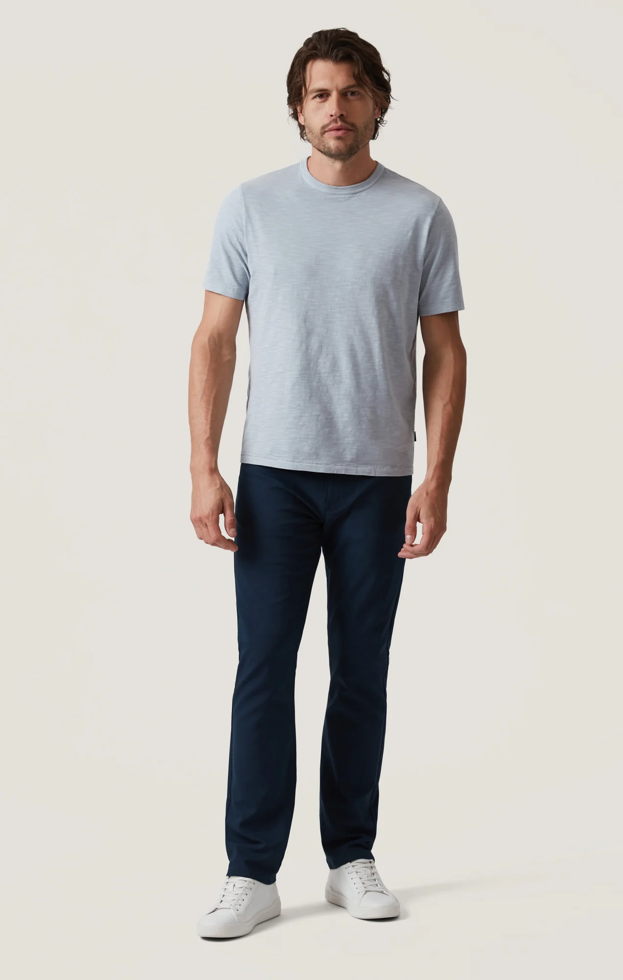 Slub Crew Neck T-Shirt in Blue Fog - Image 4