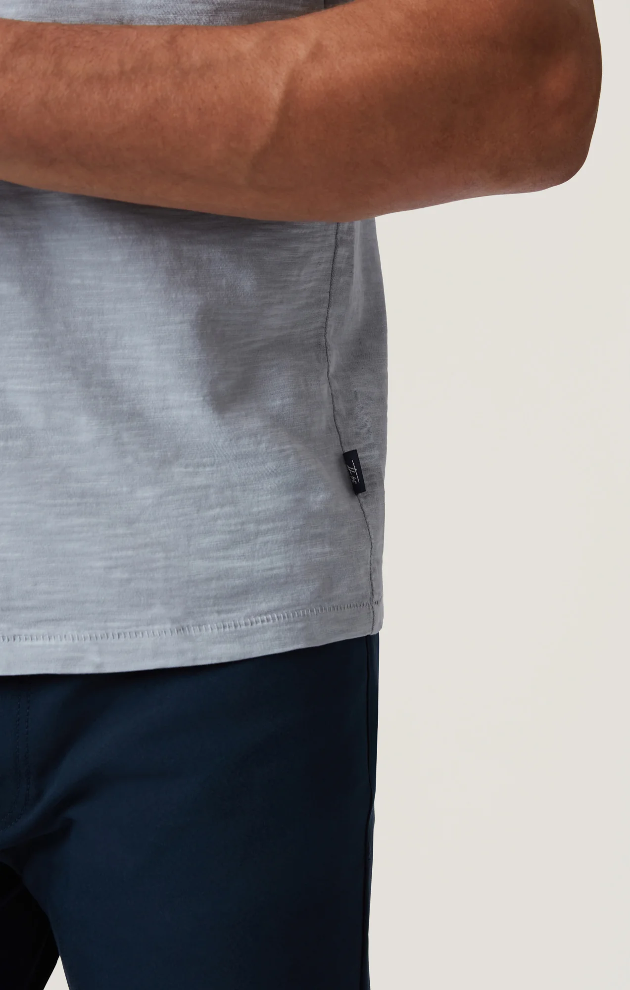 Slub Crew Neck T-Shirt in Blue Fog - Image 7