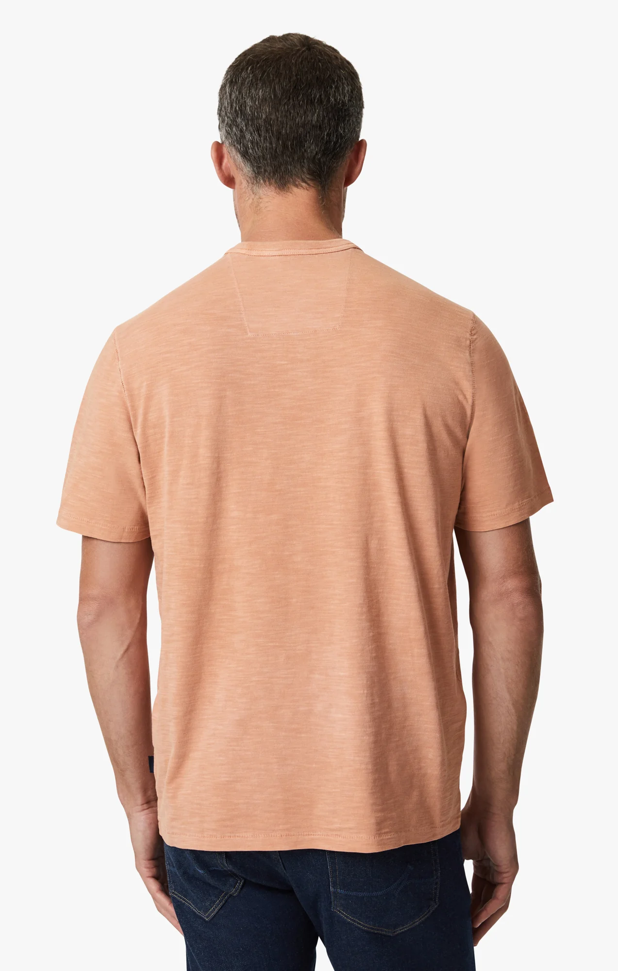 Slub Crew Neck T-Shirt In Melon - Image 3