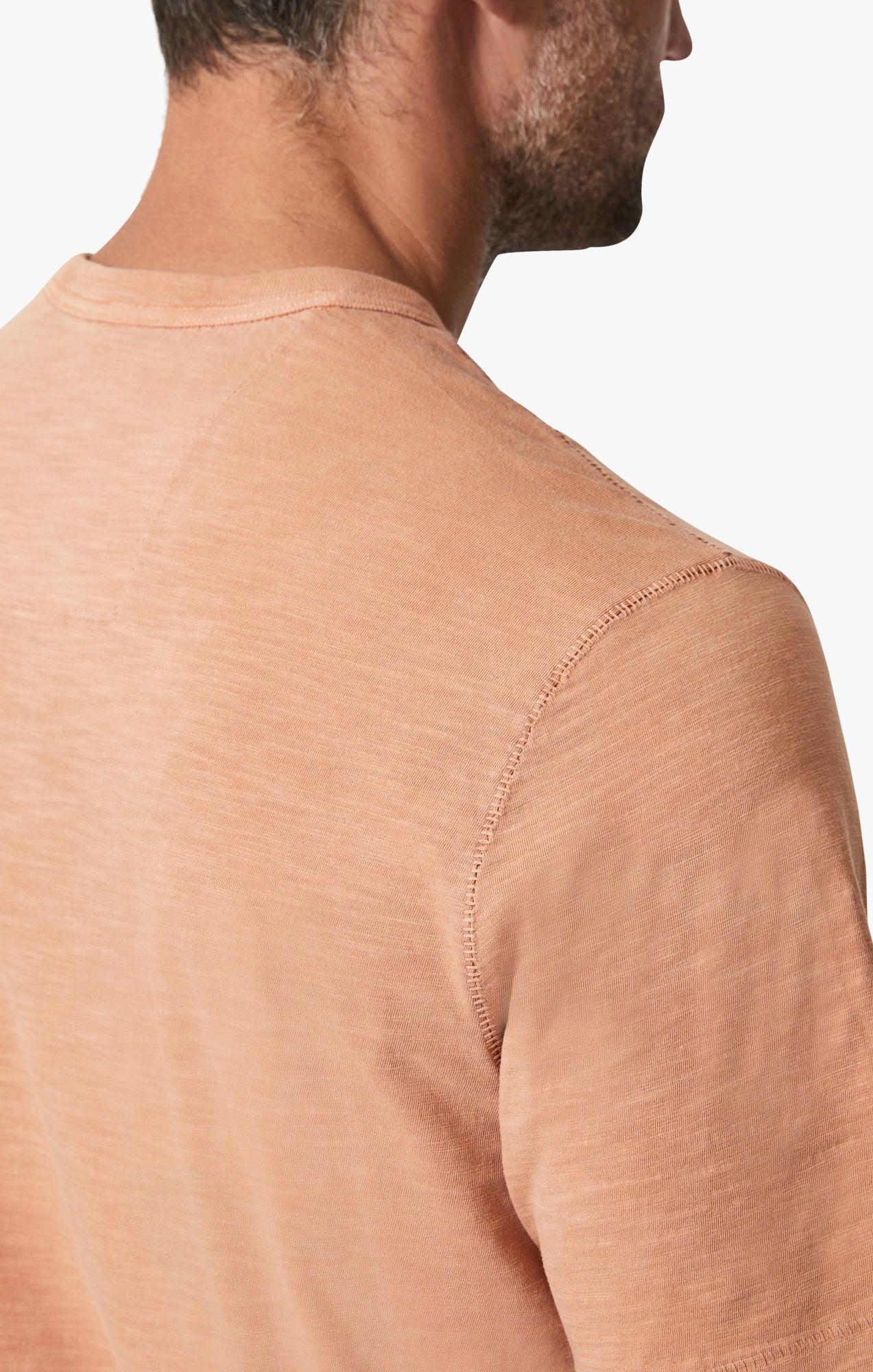 Slub Crew Neck T-Shirt In Melon - Image 5