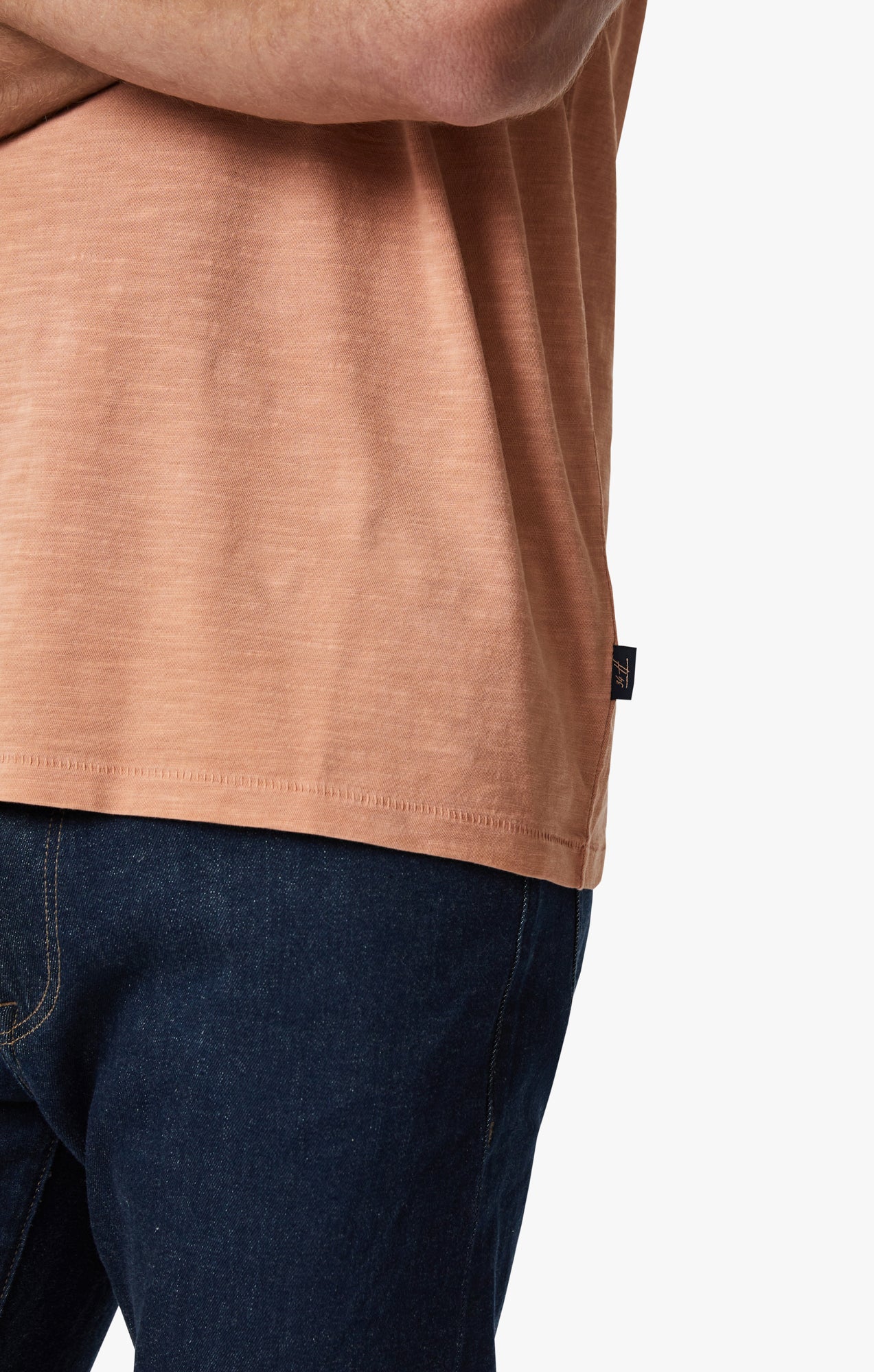 Slub Crew Neck T-Shirt In Melon - Image 7