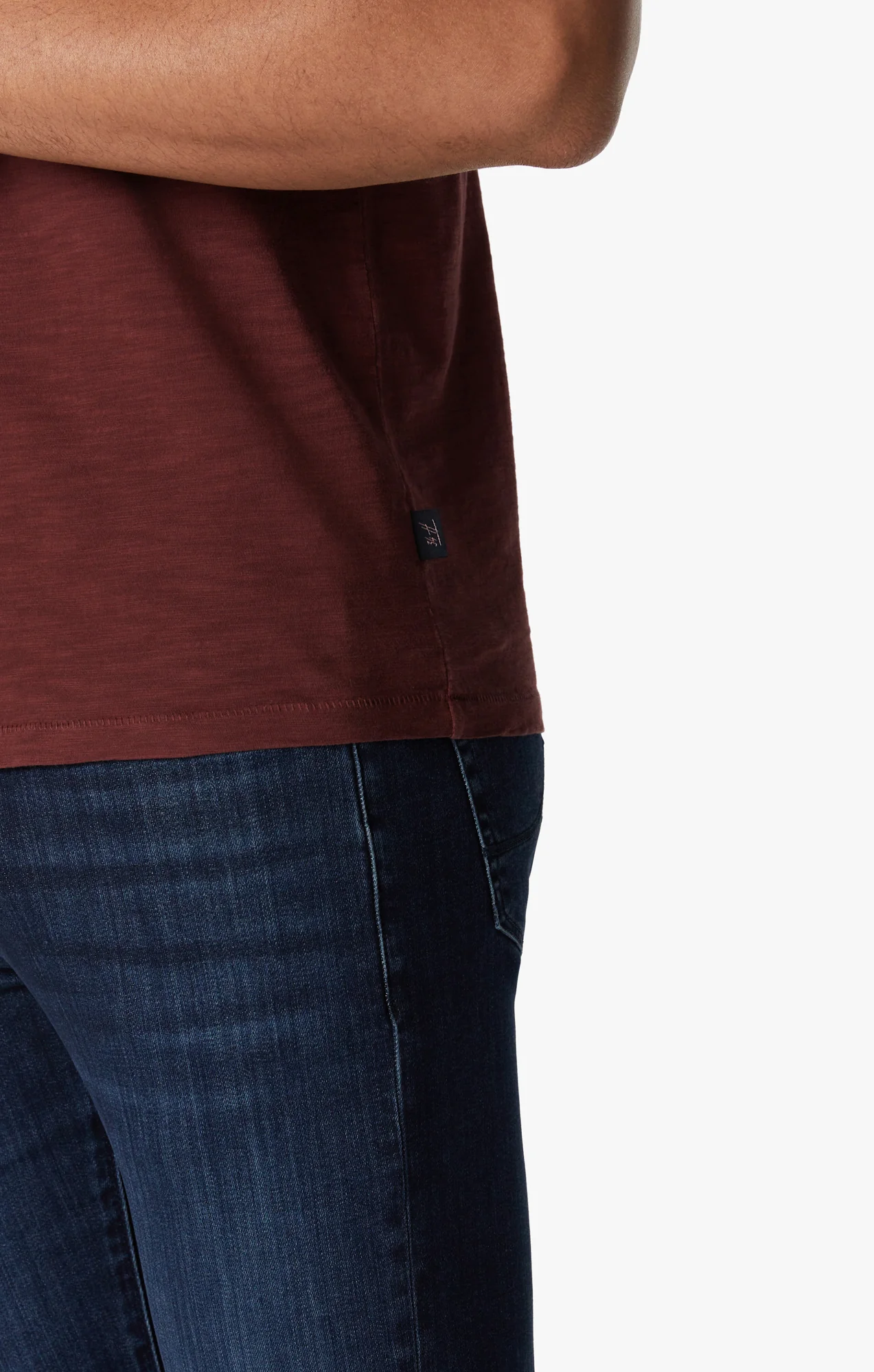 Slub Crew Neck T-Shirt In Port - Image 5