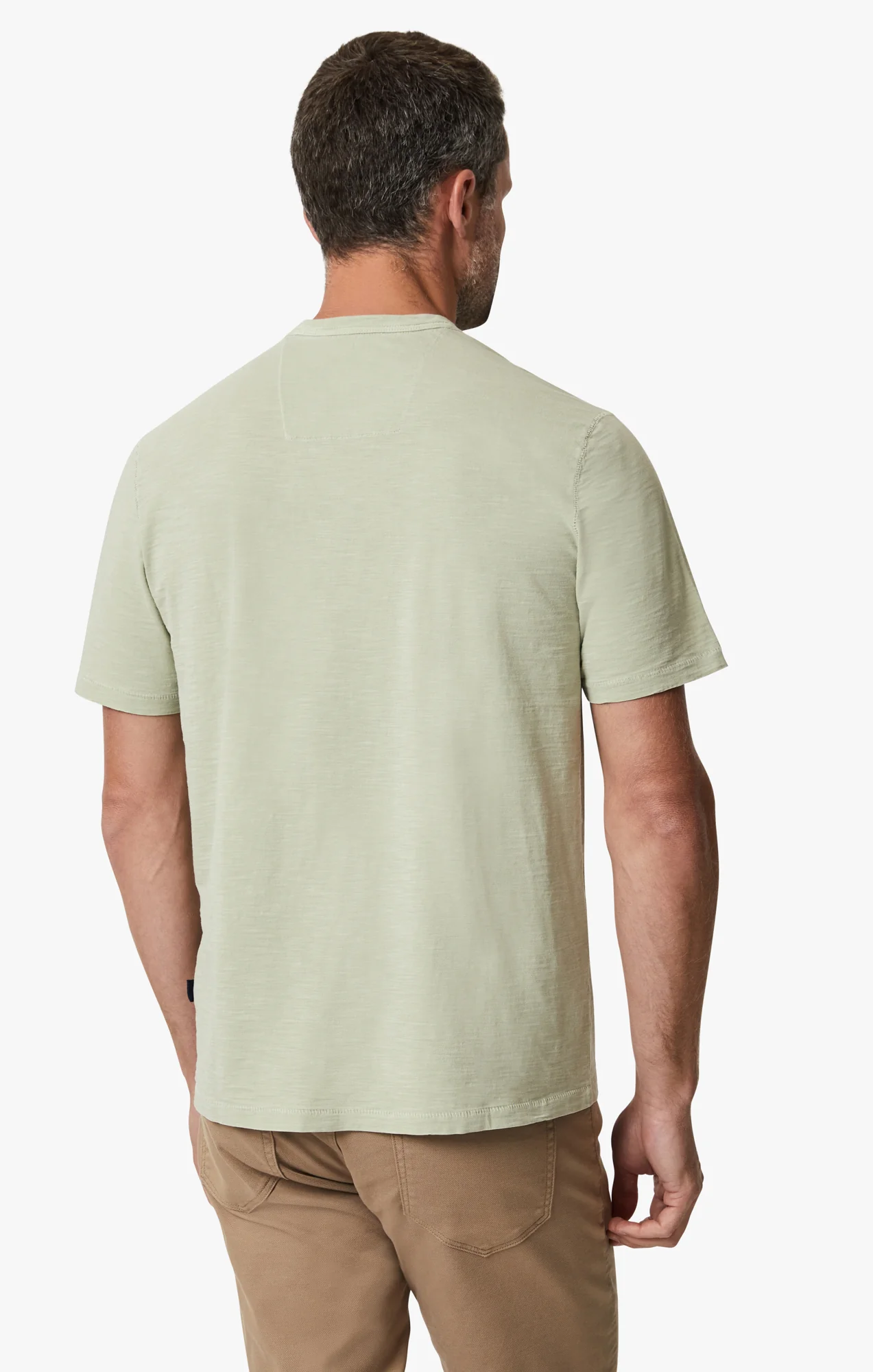 Slub Crew Neck T-Shirt In Sage - Image 3