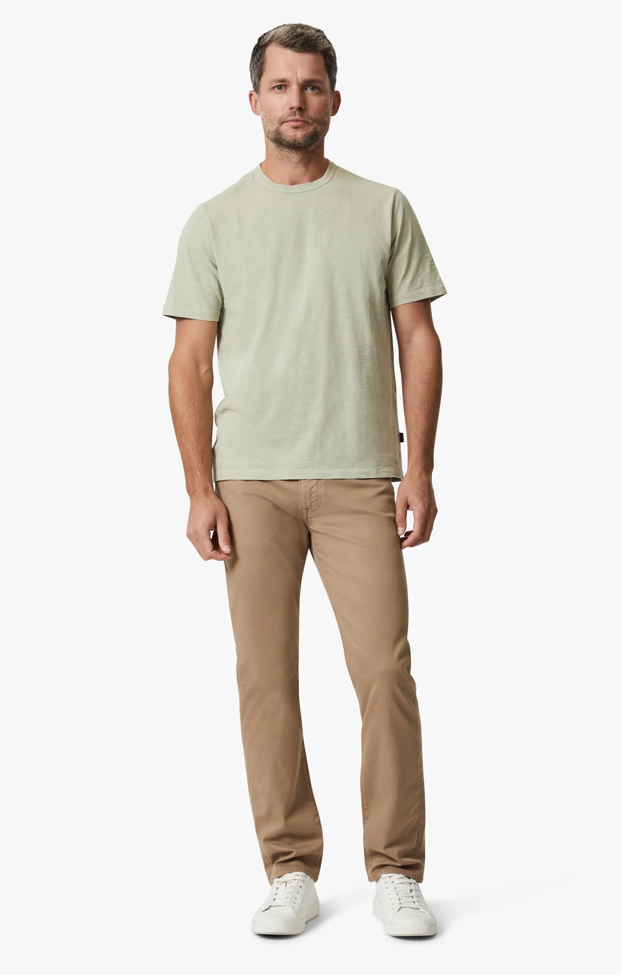 Slub Crew Neck T-Shirt In Sage - Image 4