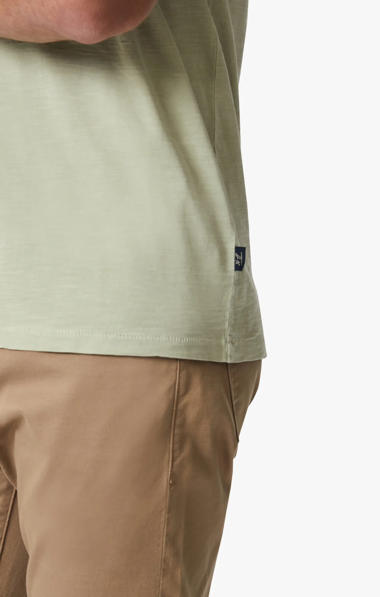 Slub Crew Neck T-Shirt In Sage - Image 7