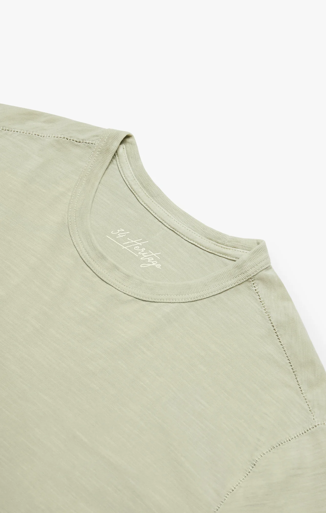 Slub Crew Neck T-Shirt In Sage - Image 9