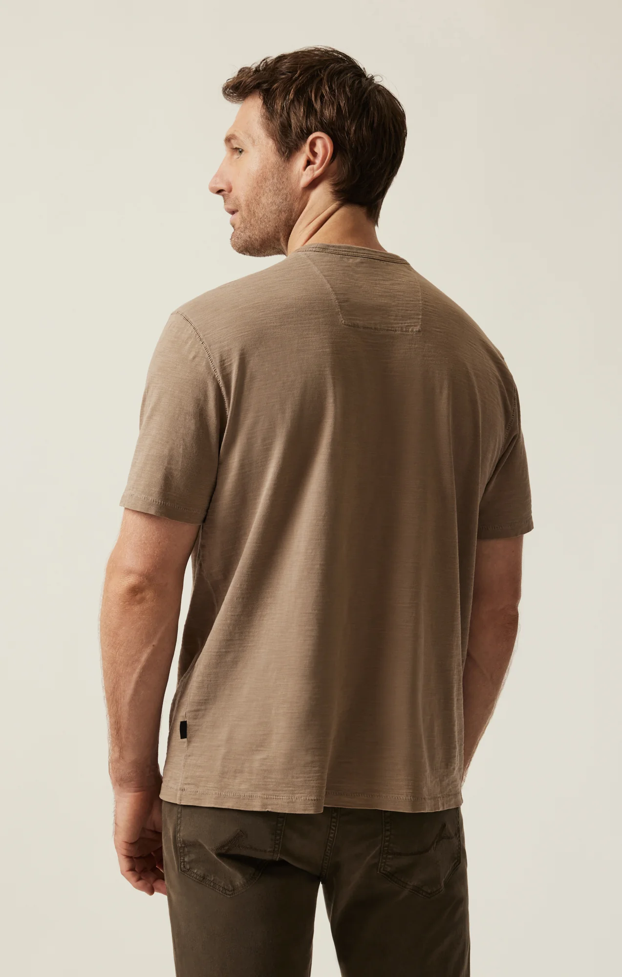 Slub Crew Neck T-Shirt in Shitake - Image 3