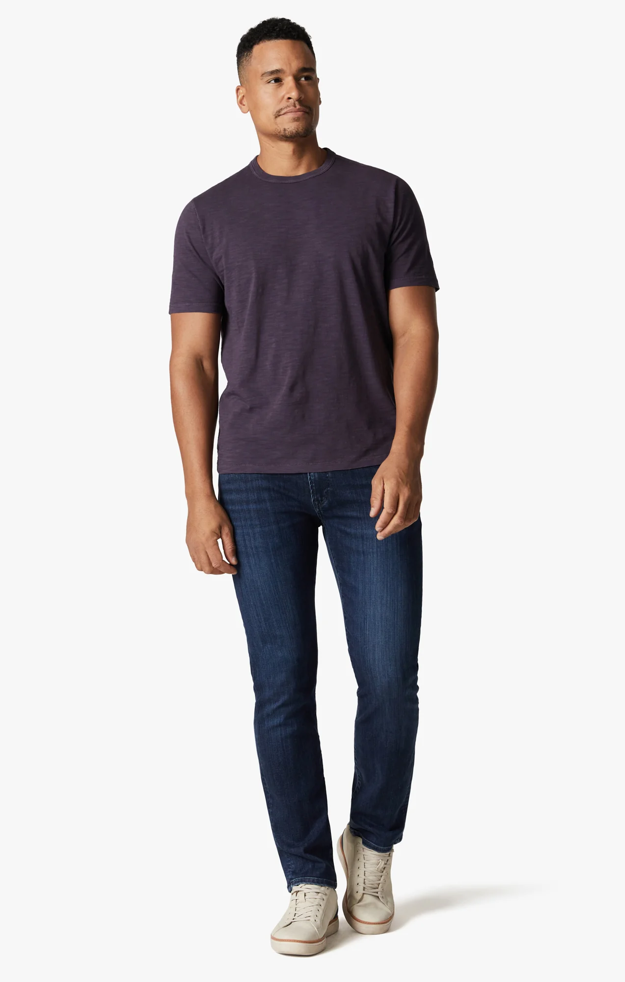 Slub Crew Neck T-Shirt In Sweet Grape - Image 3