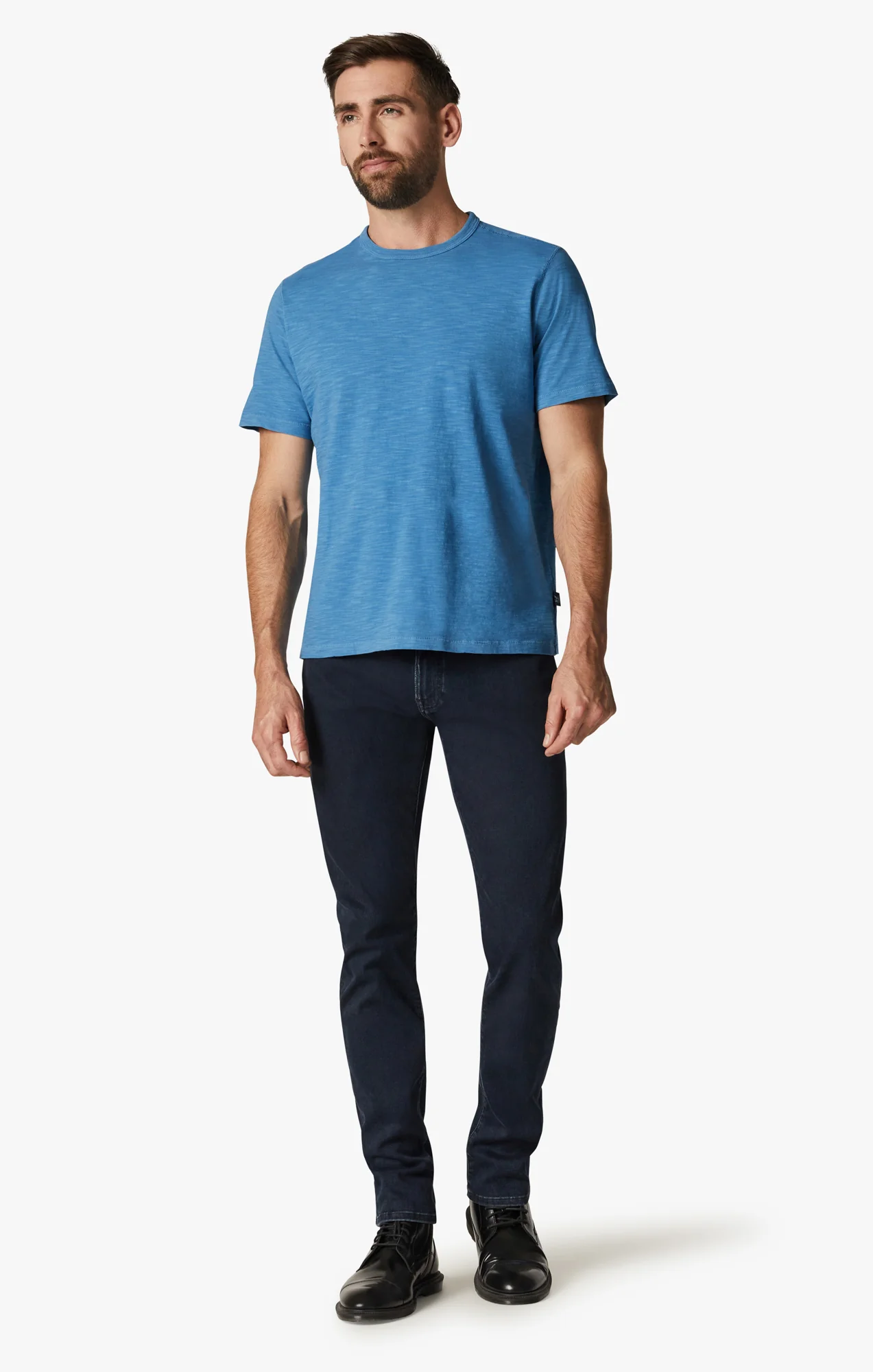 Slub Crew Neck T-Shirt in Vallarta Blue - Image 4