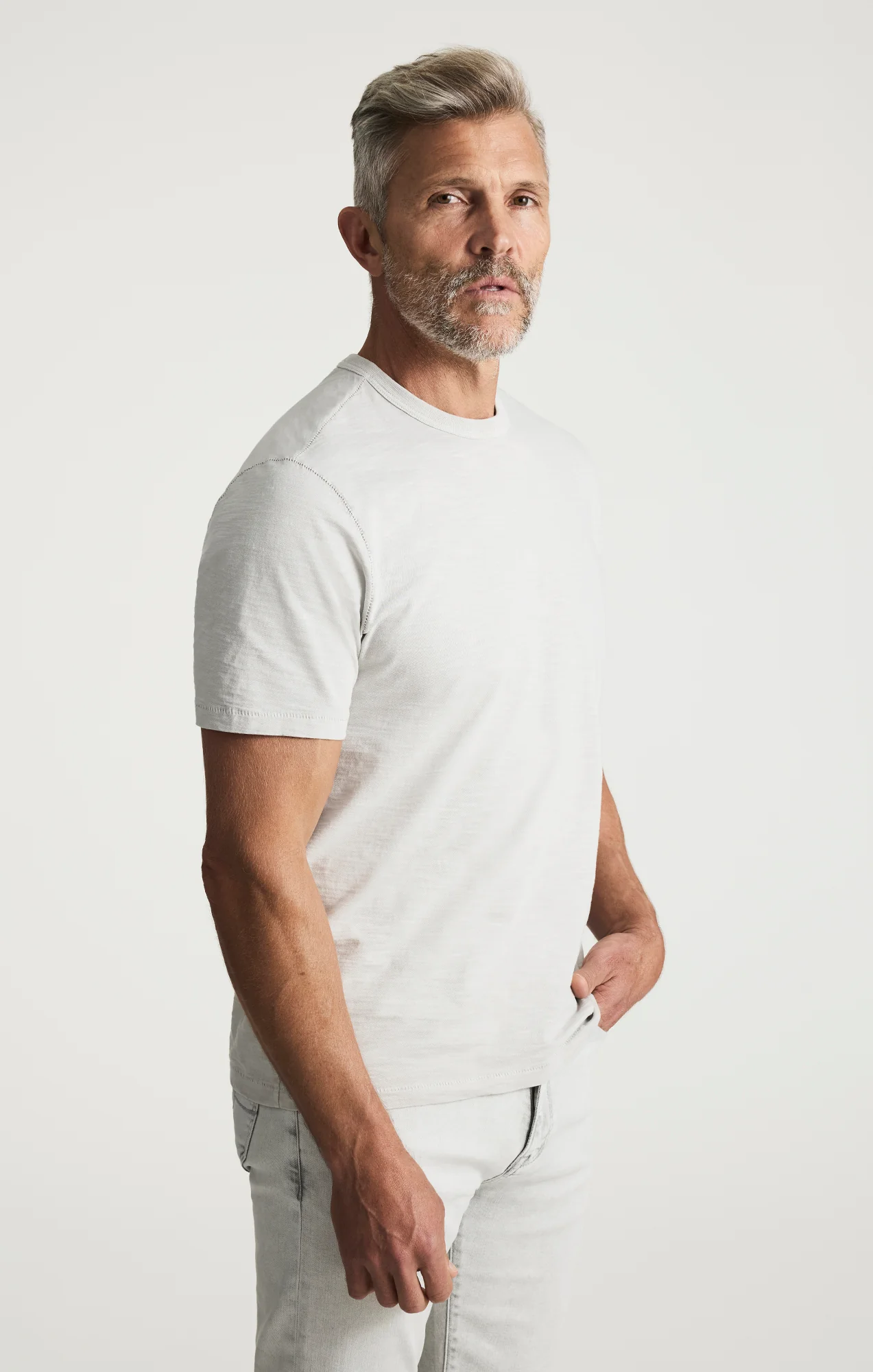 Slub Crew Neck T-shirt In Glacier Grey - Image 2