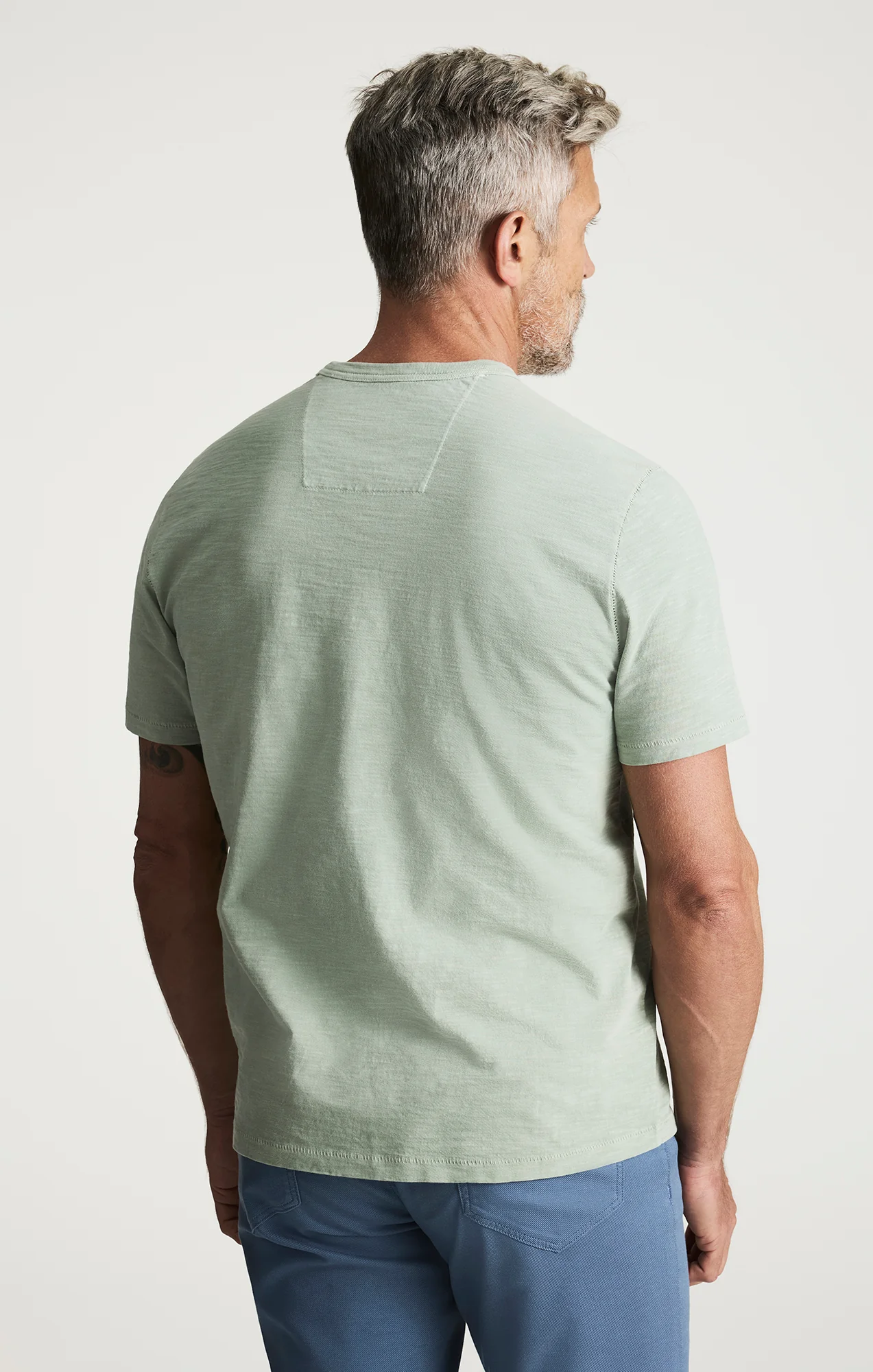 Slub Crew Neck T-Shirt In Iceberg Green - Image 4