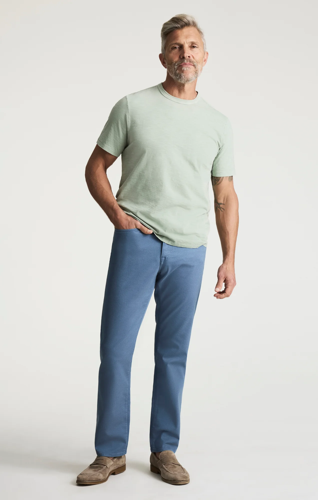 Slub Crew Neck T-Shirt In Iceberg Green - Image 5