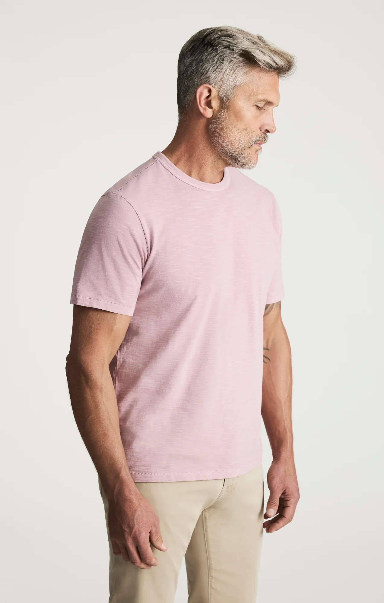 Slub Crew Neck T-Shirt In Woodrose - Image 2