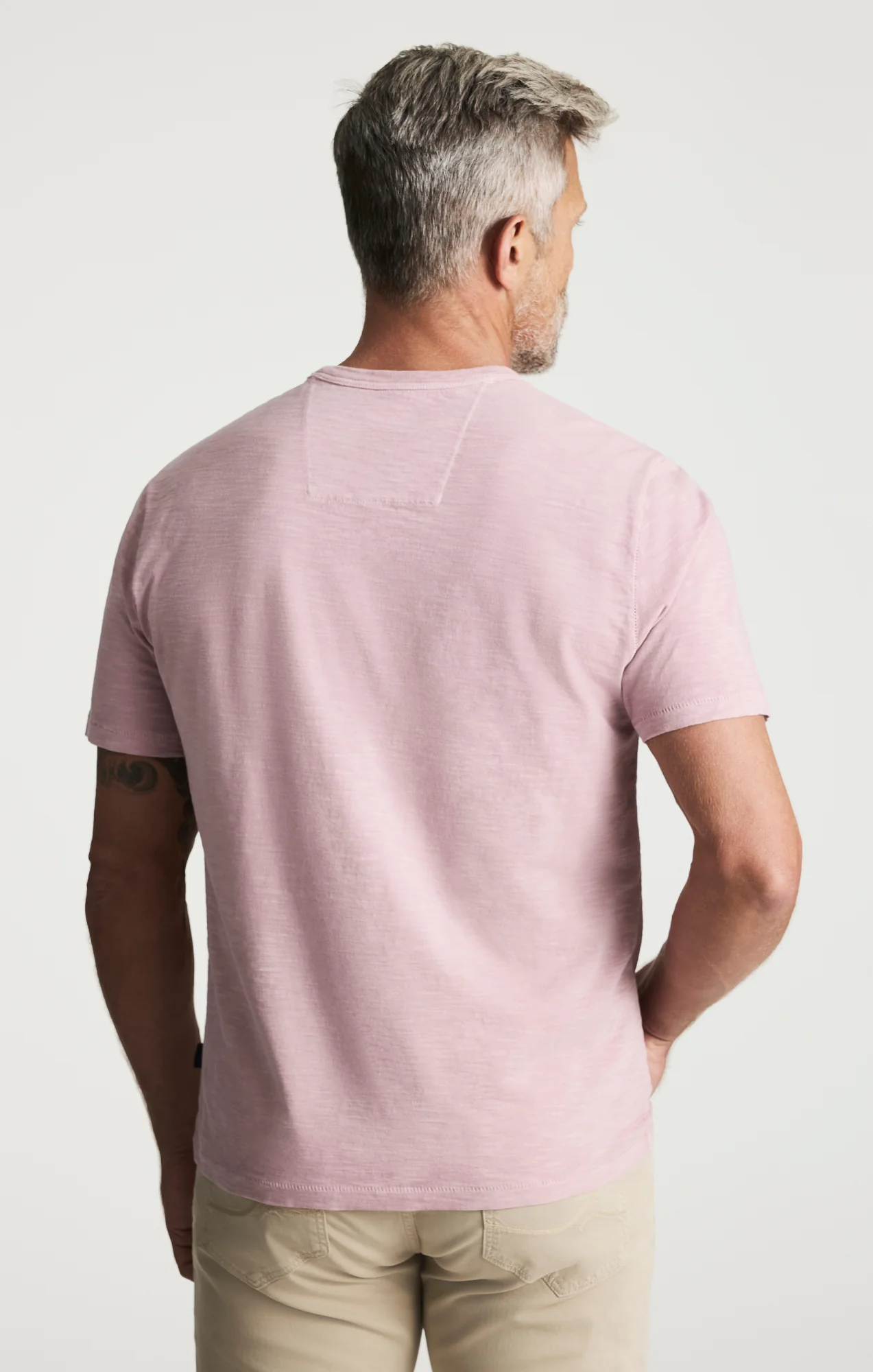 Slub Crew Neck T-Shirt In Woodrose - Image 4