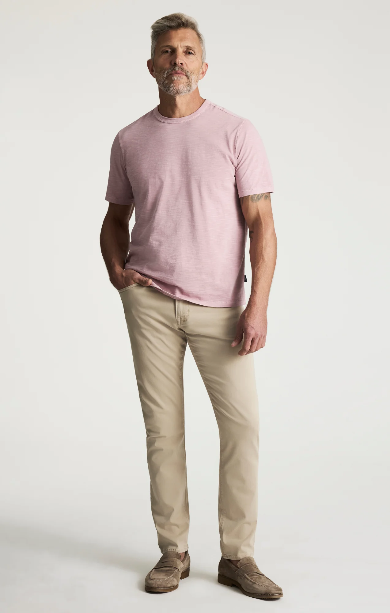 Slub Crew Neck T-Shirt In Woodrose - Image 5