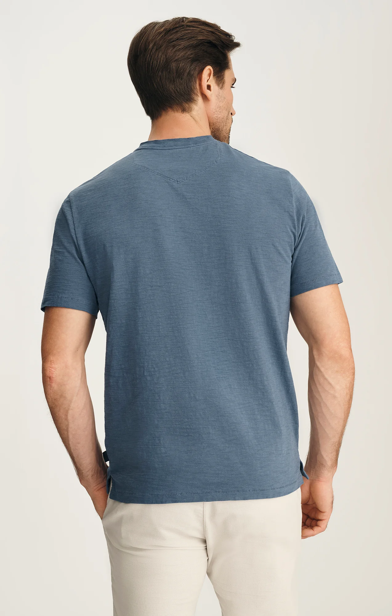 Slub Henley T-Shirt In Vintage Indigo - Image 4