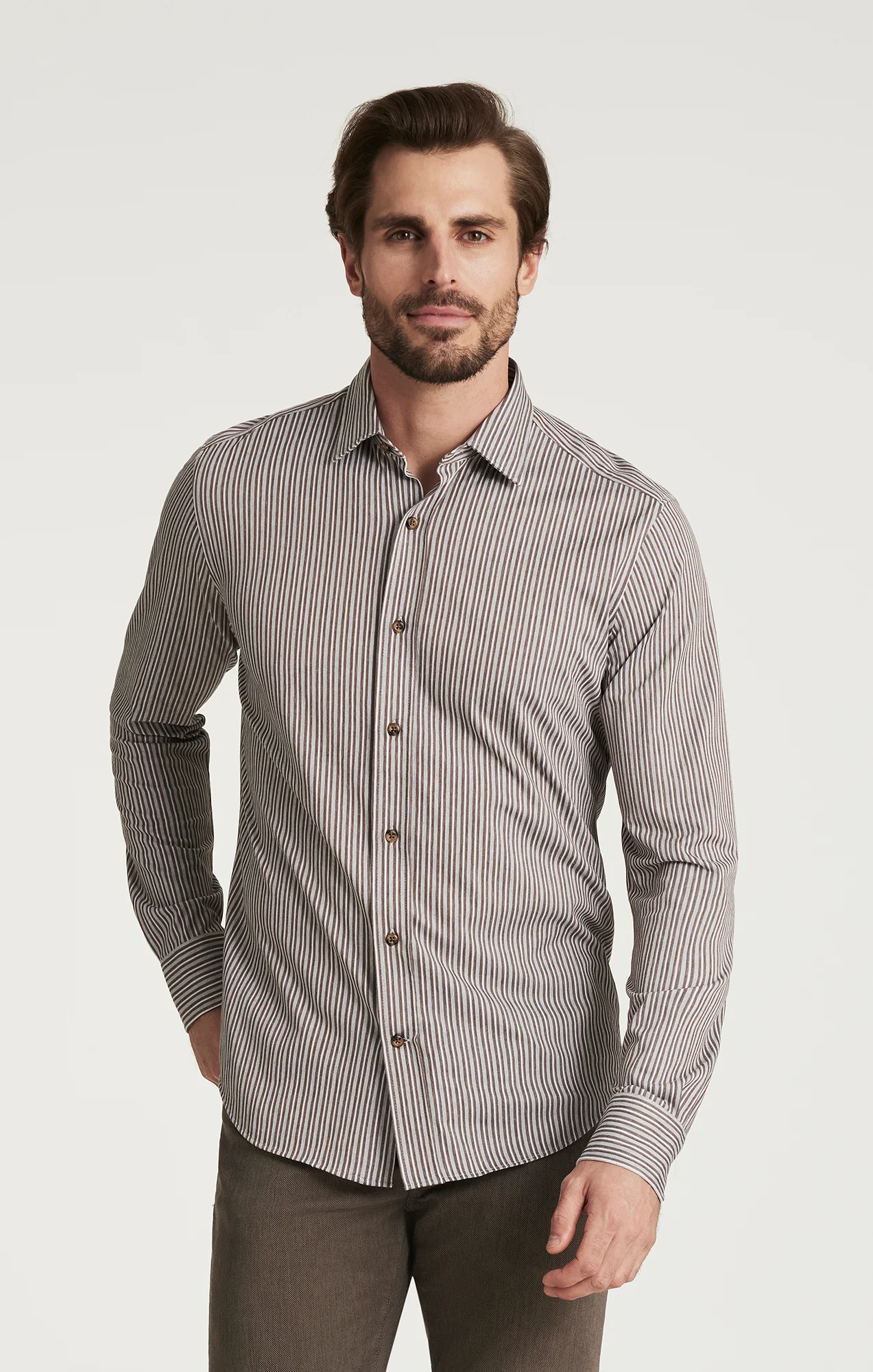 Striped Shirt in Brown - Image 2