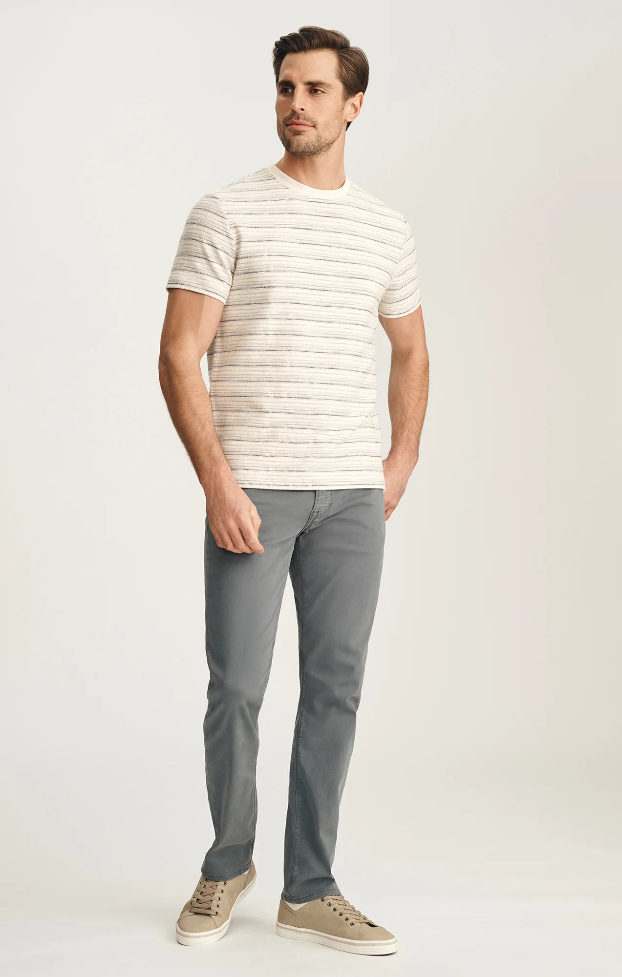 Striped Tee In Beige - Image 4
