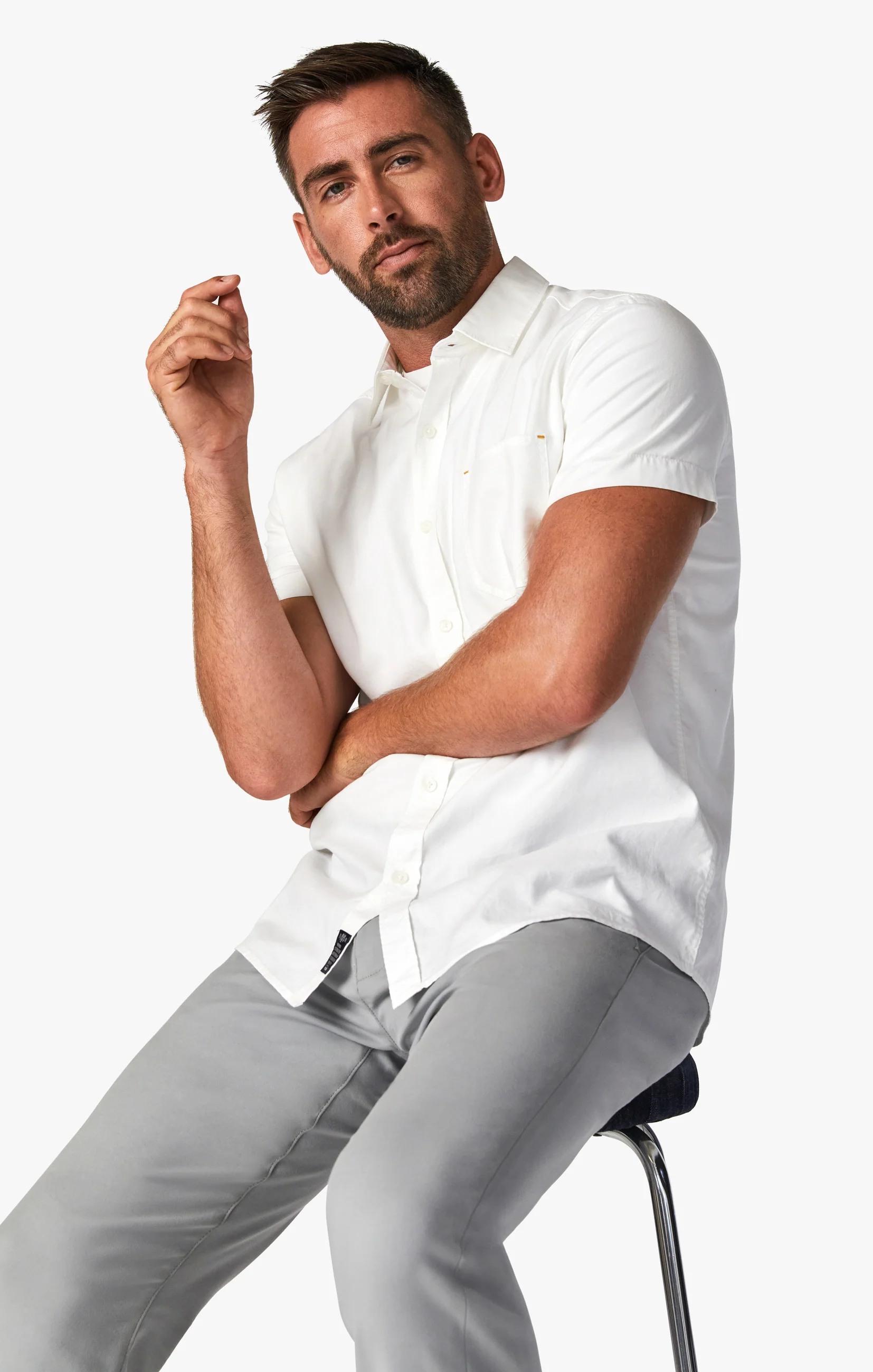 Verona Straight Leg Chino Pants In Grey High Flyer - Image 8