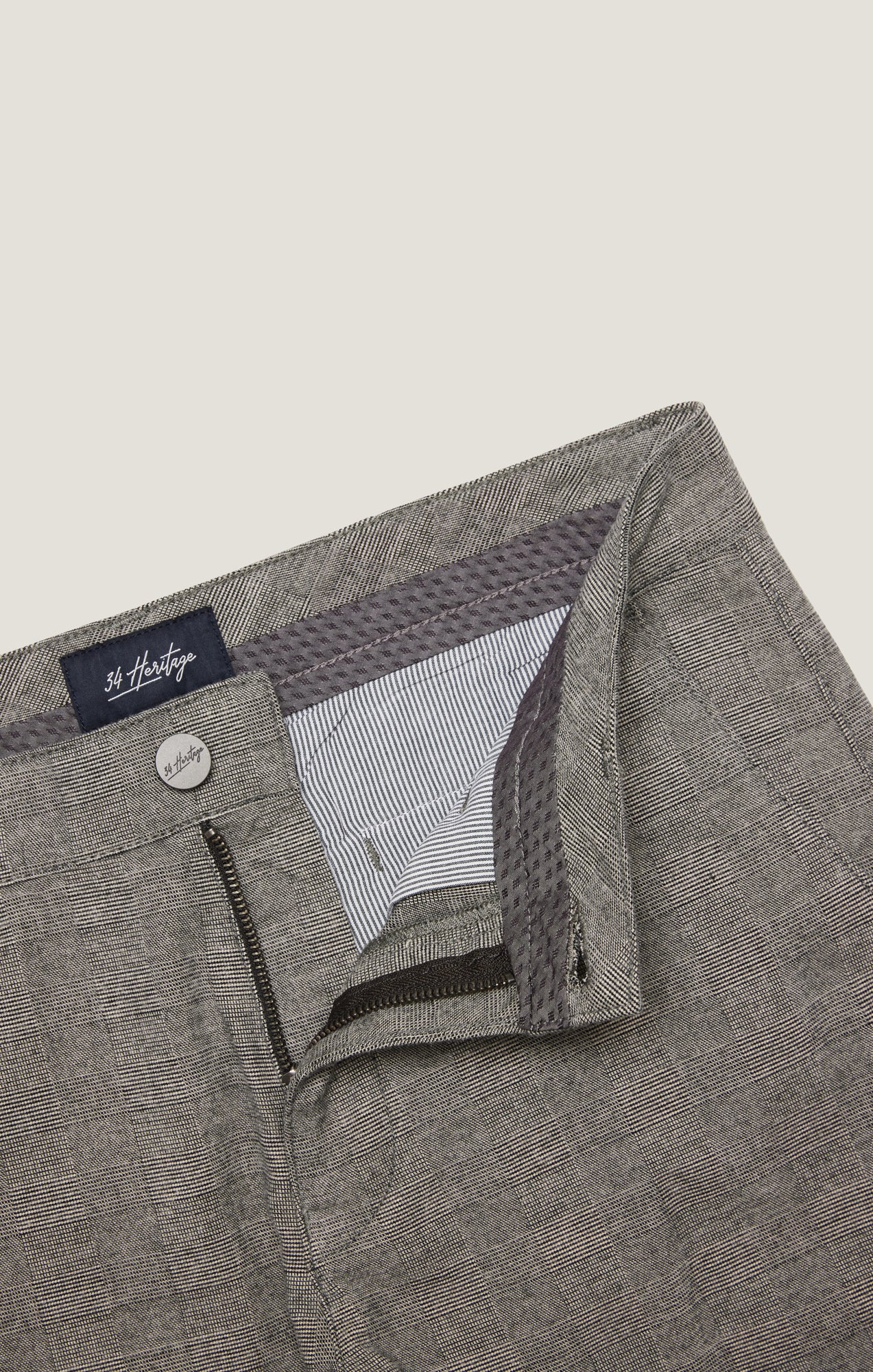 Verona Straight Leg Chino Pants in Taupe Elite Check - Image 10