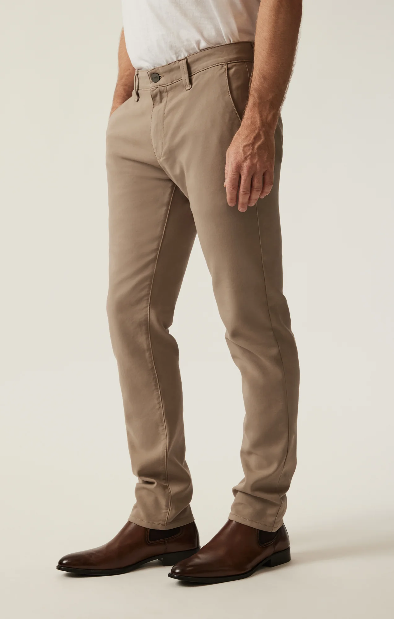 Verona Straight Leg Chino Pants In Vintage Khaki High Flyer - Image 3