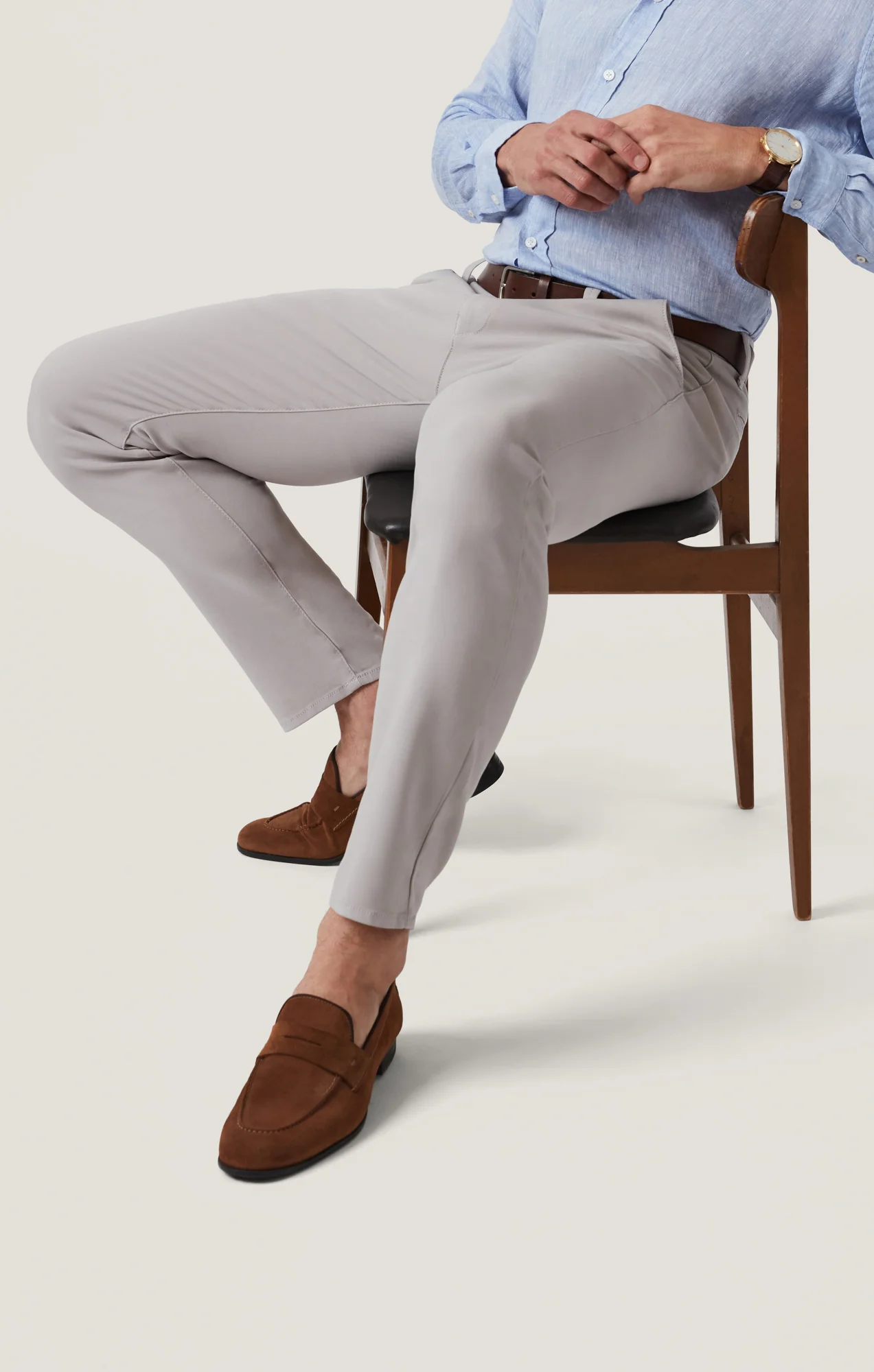 Verona Straight Leg Chino Pants In Grey High Flyer - Image 3