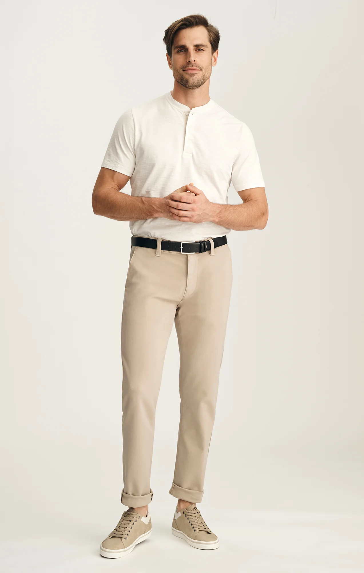 Verona Straight Leg Chino Pants In Mushroom High Flyer